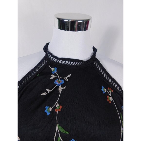Potter's Pot Black Embroidered Mesh Halter Blouse Gothic Witch - Picture 2 of 11